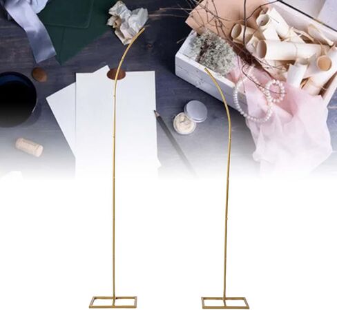 AUNMAS قطعتان من حامل خلفية قوس الزفاف المعدني الذهبي المنحني، حامل خلفية قوس معدني للاحتفال، وأعياد الميلاد، والذكرى السنوية، وحفلات الزفاف، وزهرة استحمام الطفل in Saudi Arabia