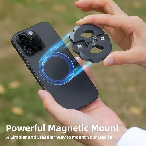 Magnetic Phone Tripod Mount,1/4" Thread Cold Shoe 360° Rotation,Compatible with iPhone16 15 14 13 12 Pro All Series,Magnetic Ring iPhone Tripod Mount Adapter in Saudi Arabia