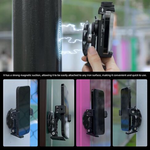 Magnetic Phone Tripod Mount,1/4" Thread Cold Shoe 360° Rotation,Compatible with iPhone16 15 14 13 12 Pro All Series,Magnetic Ring iPhone Tripod Mount Adapter in Saudi Arabia