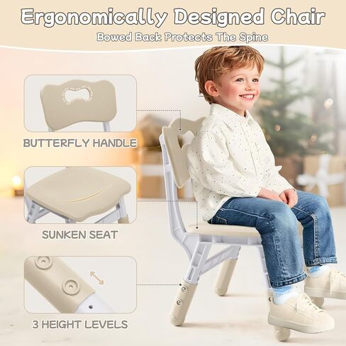 Toddler Table and Chair Set, Height Adjustable-Upgrade Kids Table and 4 Chairs for Ages 3-8, Multi-Activity Toddler Play Table with Graffiti Desktop for Home/Daycare (4Chairs Natural) in Saudi Arabia