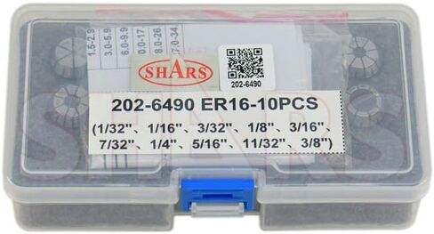 مجموعة شارز 1/32 إلى 3/8 بوصة ER16 كوليت 10 قطع 202-6490 S[ in Saudi Arabia