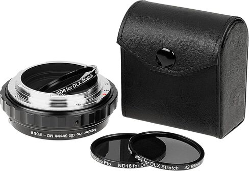 محول تمديد Fotodiox DLX متوافق مع عدسة Minolta MD لكاميرات EOS R/RF، يتميز بقدرات فلتر ماكرو وND in Kuwait