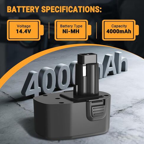 بطارية Shentec 4.0 أمبير 14.4 فولت متوافقة مع بطارية Black & Decker PS140 Firestorm 14.4 فولت NiMH Pod Style، أسود وديكر 14.4 فولت in Saudi Arabia