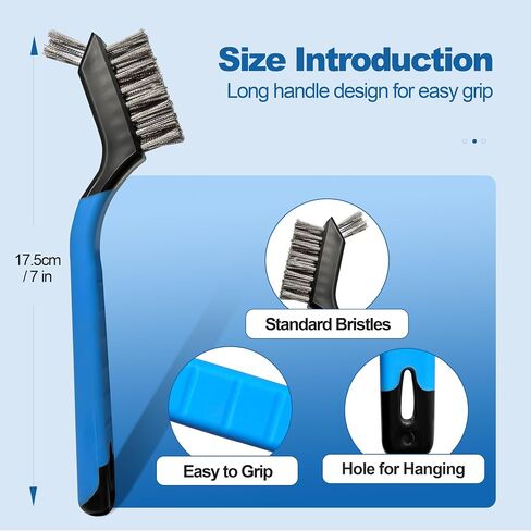 Mini Wire Brush Set 6Pcs - Nylon/Brass/Stainless Steel Bristles with Curved Handle Grip for Rust, Dirt & Paint Scrubbing with Deep Cleaning in Kuwait