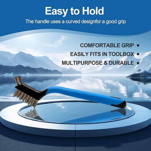 Mini Wire Brush Set 6Pcs - Nylon/Brass/Stainless Steel Bristles with Curved Handle Grip for Rust, Dirt & Paint Scrubbing with Deep Cleaning in Kuwait