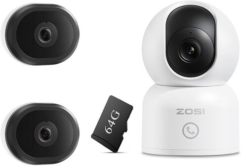 كاميرا مراقبة للنافذة ZOSI 2 x C680 2K مع رؤية ليلية بالألوان الكاملة و1 x C518 4K WiFi Pan/Tilt كاميرا أمان داخلية مع تتبع تلقائي، ومكون إضافي، واكتشاف الذكاء الاصطناعي، وواي فاي 2.4/5 جيجا هرتز، وتخزين بطاقة الذاكرة in Kuwait