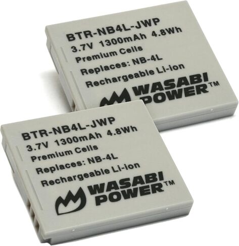 Wasabi Power Battery for Canon NB-4L (2 Pack) and Canon PowerShot SD 400, 430, 450, 600, 630, 750, 780 is, SD940 is, 960 is, SD1000, SD1100 is, 1400 is, TX1, ELPH 100 HS, 300, 310, 330 HS, VIXIA Mini in Saudi Arabia