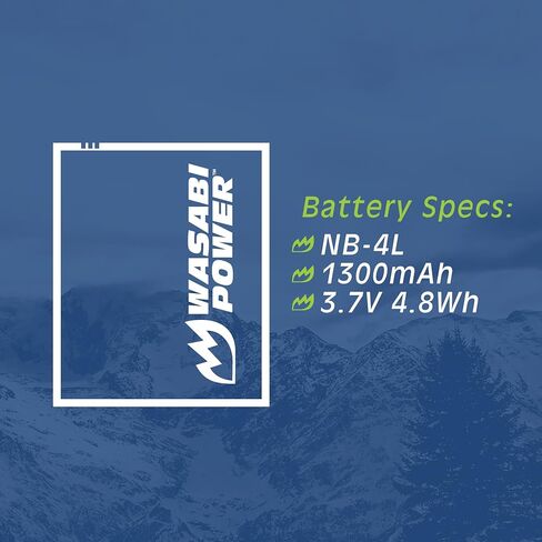 Wasabi Power Battery for Canon NB-4L (2 Pack) and Canon PowerShot SD 400, 430, 450, 600, 630, 750, 780 is, SD940 is, 960 is, SD1000, SD1100 is, 1400 is, TX1, ELPH 100 HS, 300, 310, 330 HS, VIXIA Mini in Saudi Arabia