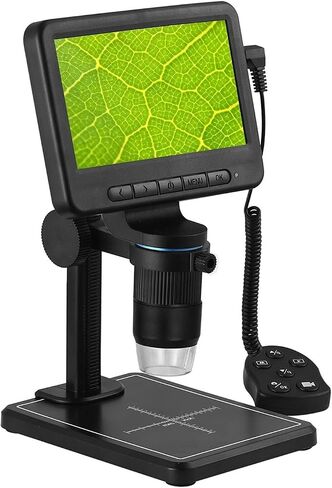 مجهر رقمي عالي الدقة مقاس 5 بوصات، تكبير 500X-1000X، دقة 2 ميجابكسل، 8 مصابيح LED قابلة للتعديل للعملات المعدنية والطوابع والنباتات واللحام وشاشة عرض 1080 بكسل in Saudi Arabia