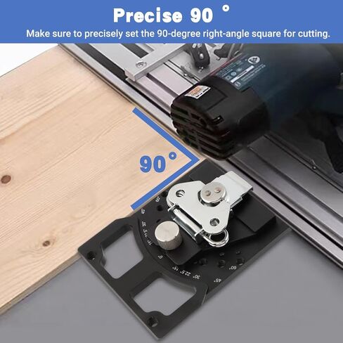 Adjustable Angle Track Saw Square, 11-Position Adjustable (-60° to 60°), for Festool/for Makita/for Milwaukee, CNC-Machined for Precision Cutting in Kuwait