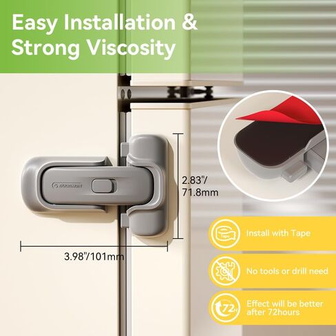 EUDEMON 1 Pack Refrigerator Lock, Child Proof Fridge & Freezer Lock for Kids & Toddlers, Easy to Install,no Tool Need or Drill (Grey) in Saudi Arabia