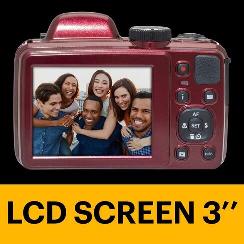 KODAK Pixpro Astro Zoom AZ405 Digital Camera Bridge, X40 Zoom, 24 mm Wide Angle, 20 Megapixels, LCD 3, Full HD 1080p Video, OIS, AA Battery – Red in Saudi Arabia