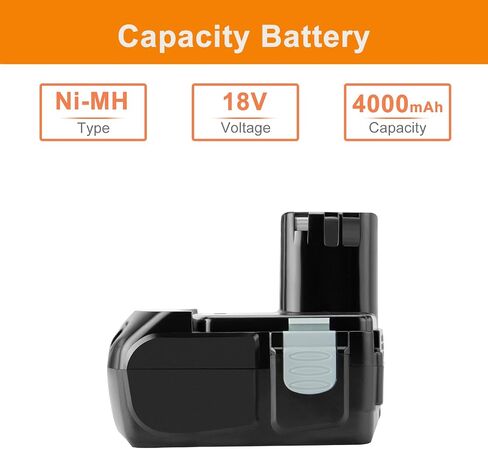 Shentec 18V 4.0Ah Ni-MH Battery Compatible with Hitachi EB1814S EB1814SL EB1812S EB1820 EB1820L DS18DVF3 EB1824L EB1830HL 322436 DS18DVF3 DS18DFL C18DL DV18DMR WR18DMR UB18DL WR18DL in Saudi Arabia
