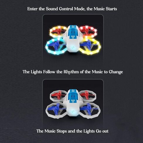 Mini Drone for Kids,LED Voice Controlled Light Remote Control Drone,RC Quadcopter with 4 Channel Remote Transmitter Controls for Beginners (White)(3 x Body Battery) in Kuwait