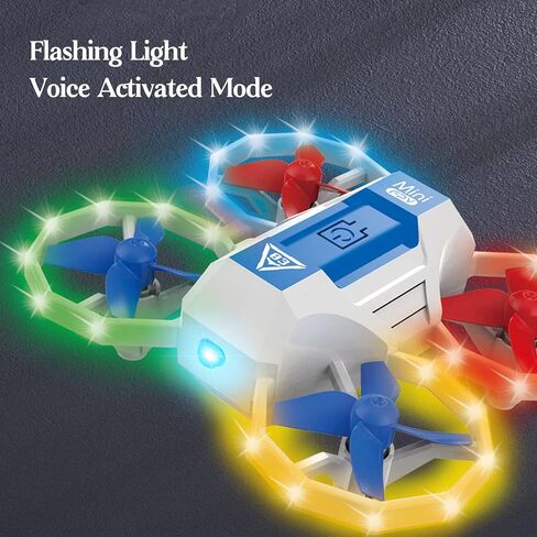 Mini Drone for Kids,LED Voice Controlled Light Remote Control Drone,RC Quadcopter with 4 Channel Remote Transmitter Controls for Beginners (White)(3 x Body Battery) in Kuwait