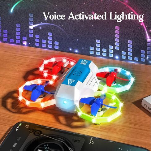 Mini Drone for Kids,LED Voice Controlled Light Remote Control Drone,RC Quadcopter with 4 Channel Remote Transmitter Controls for Beginners (White)(3 x Body Battery) in Kuwait