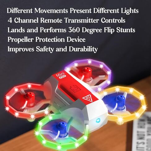 Mini Drone for Kids,LED Voice Controlled Light Remote Control Drone,RC Quadcopter with 4 Channel Remote Transmitter Controls for Beginners (White)(3 x Body Battery) in Kuwait