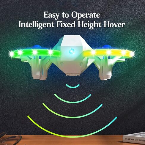 Mini Drone for Kids,LED Voice Controlled Light Remote Control Drone,RC Quadcopter with 4 Channel Remote Transmitter Controls for Beginners (White)(3 x Body Battery) in Kuwait