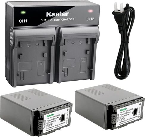Kastar 2X Battery + Fast Dual Charger Replacement for Panasonic VW-VBG6 AG-AC7 AG-AF100 AG-AC130 AG-AC160 AG-HMC40 AG-HMC43 HMC45A HMC70 HMC80 HMC150 AG-HMC153MC AG-HMC155 AG-HMR10 AG-HSC1U HDC-MDH1 in Saudi Arabia