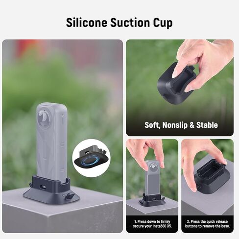 NEEWER قاعدة حامل من السيليكون متوافقة مع Insta360 x5، غير قابلة للانزلاق ومستقرة ومضادة للخدش ومحول تثبيت لكاميرا سطح المكتب لتسجيل الفيديو وتسجيل الفيديو وملحقات كاميرا العمل، AC036 in Kuwait