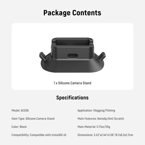 NEEWER قاعدة حامل من السيليكون متوافقة مع Insta360 x5، غير قابلة للانزلاق ومستقرة ومضادة للخدش ومحول تثبيت لكاميرا سطح المكتب لتسجيل الفيديو وتسجيل الفيديو وملحقات كاميرا العمل، AC036 in Kuwait