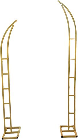 2 Pieces 5.9ft & 6.9ft Metal Wedding Arch Curved Top Multipurpose Semi Open Design for Indoor/Outdoor Events Backdrop Stand, Golden in Kuwait