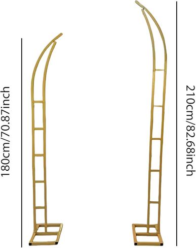 2 Pieces 5.9ft & 6.9ft Metal Wedding Arch Curved Top Multipurpose Semi Open Design for Indoor/Outdoor Events Backdrop Stand, Golden in Kuwait