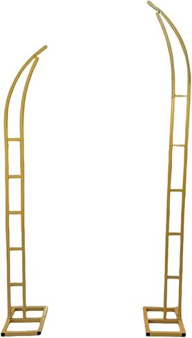 2 Pieces 5.9ft & 6.9ft Metal Wedding Arch Curved Top Multipurpose Semi Open Design for Indoor/Outdoor Events Backdrop Stand, Golden in Kuwait