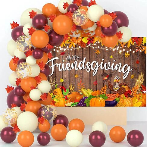 لافتة Mocsicka Happy Friendsgiving، ديكورات عيد الشكر السعيد، خريف الأصدقاء، تركيا، الخريف، لوازم حفلات الحصاد خلفية للتصوير الفوتوغرافي (بني، 70.8 × 43.3 بوصة) in Kuwait