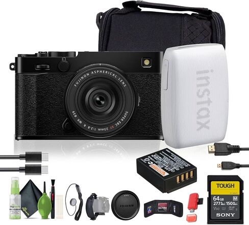 FUJIFILM X-E5 Mirrorless Digital Camera with XF 23mm f/2.8 Lens (Black) Bundle with Fuji INSTAX Mini Link 3 Smartphone Printer - White + 64GB UHS-II SDXC Memory Card + Micro HDMI Cable + More in Saudi Arabia
