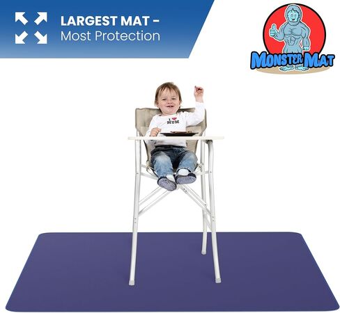 بساط MonsterMat كبير جدًا مقاوم للماء - بساط سوبر جامبو 60 بوصة × 60 بوصة لحماية الأرضية والطاولة، بساط قابل للغسل للفنون والحرف اليدوية والرسم ووقت اللعب (رمادي) (أزرق داكن) in Saudi Arabia