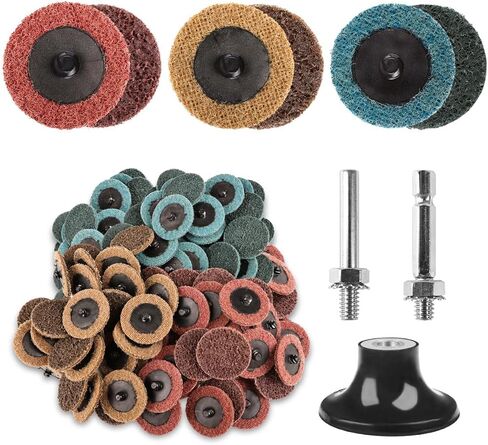 45pcs Sanding Disc Set 2-inch Roll-Lock Quick-Change Discs Includes 1/4-inch Chuck Fine/Medium/Coarse Grit for Angle Grinders Grinding, Polishing, Deburring, Rust Removal, Paint Stripping in Saudi Arabia