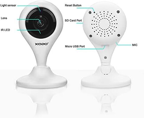 كاميرا أمان لاسلكية XODO، E4 IP 1080P HD كاميرا واي فاي داخلية لأمن المنزل/مراقبة الطفل/الحيوانات الأليفة/المربية، كشف الحركة، صوت ثنائي الاتجاه، رؤية ليلية مع رؤية واسعة 108 درجة عالية الدقة - 2PK in Kuwait