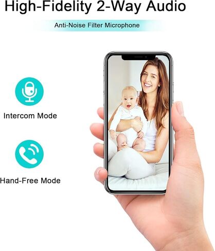كاميرا أمان لاسلكية XODO، E4 IP 1080P HD كاميرا واي فاي داخلية لأمن المنزل/مراقبة الطفل/الحيوانات الأليفة/المربية، كشف الحركة، صوت ثنائي الاتجاه، رؤية ليلية مع رؤية واسعة 108 درجة عالية الدقة - 2PK in Kuwait