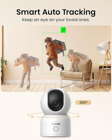 كاميرا ZOSI 4MP الذكية WiFi Security حزمة مزدوجة - نظام مراقبة المنزل الداخلي بزاوية 360 درجة وإمالة مع التتبع التلقائي والكشف البشري | صوت ثنائي الاتجاه، رؤية ليلية، نطاق مزدوج (2.4G/5G). in Kuwait