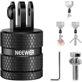 محول حامل ثلاثي القوائم لكاميرا الحركة من NEEWER متوافق مع GoPro Hero 13 Go Pro 12 11 10 9 أسود DJI Osmo Action 5 Pro 4 3، دوران 360 درجة 1/4 بوصة - 20 إلى 3 شوكات لملحقات 1/4 القياسية، GP-89 in Kuwait