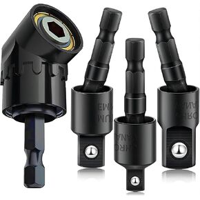HOOOWOOO Right Angle Drill Adaptor,4-in-1 Impact Drill Bit Extension,360° Rotatable 1/4 3/8 1/2" Impact Grade Socket Adapter Set,105 Degree Angle Screwdriver Drill Bit for Household Workplace Industry in Saudi Arabia