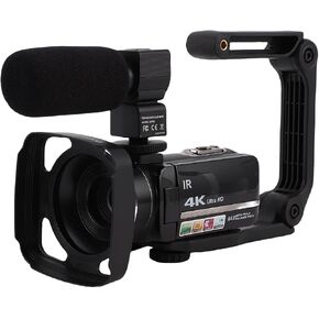PUSOKEI 4K Video Camera, 64MP UHD 18X Digital Zoom Vlog Camera with 3in Stabilizer Microphone, Digital Camera for Live Streaming Travel Videos in Saudi Arabia