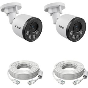 ZOSI 2 Pack 4K PoE Add on Security Camera with Ethernet Cables,8MP Outdoor Bullet IP Cameras with Person/Vehicle Detection,One-Way Audio,Metal Housing,Only Compatible with Same Brand 8MP/4K POE NVR in Saudi Arabia