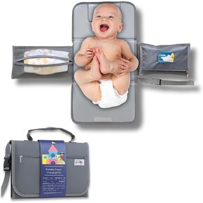 Portable Diaper Changing Pad - Foldable Waterproof Change Mat & Portable Changing Pad for Travel - Baby Changer Station with Diaper & Wipes Pouch & Storage - Baby Shower Gifts in Saudi Arabia