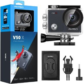 AKASO V50X Action Camera and Quick Release Backpack Shoulder Strap Mount Accessories Kit Bundle in Kuwait
