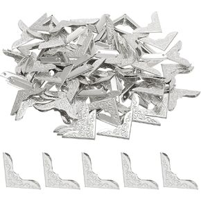 PATIKIL 0.9 x 0.9 Inches Metal Book Corners Protector, Vintage Iron Triangle Decorative Trim Corner Guard Edge Cover for Notebook Scrapbooking Albums - 80pcs (Silver) in Kuwait