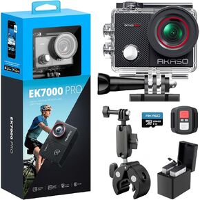 AKASO EK7000 Pro Action Camera with MicroSDXC U3 Card and Universal Handlebar Clamp Accessories Kit Bundle in Saudi Arabia