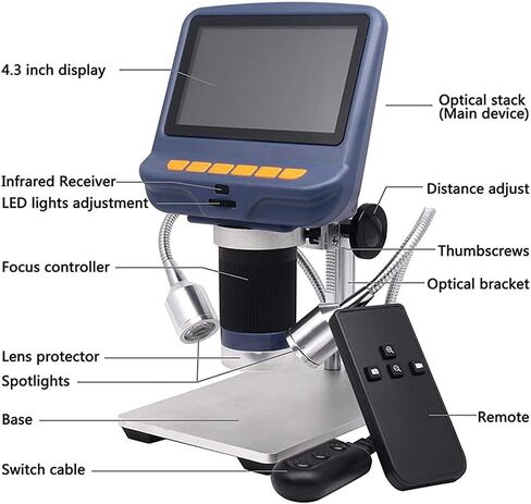 220X Desktop Electronic Digital Stereo Microscope for Soldering Repairing with 4.3-inch HD Screen LED Light in Saudi Arabia
