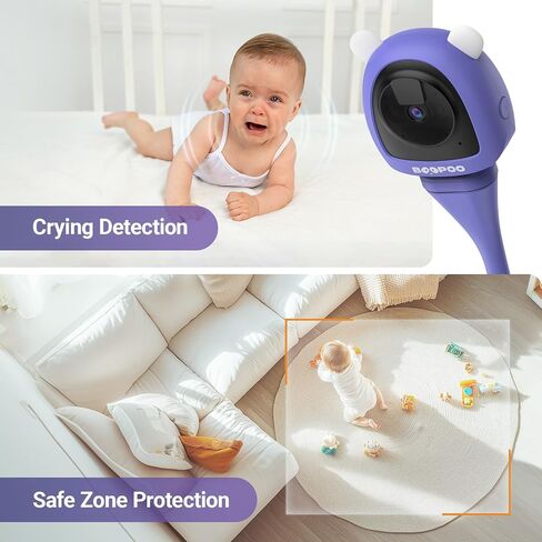 Baby Camera Monitor for AI Solution for Breathing Tracker, 2K HD Baby Monitor with Camera with Audio Video, Night Vision, Smartphone App, 2-Way Audio, Soothing Sound, No Monthly Fee Crib Mount in Saudi Arabia