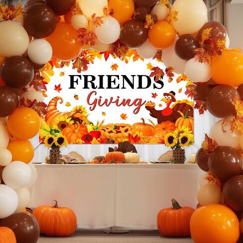 لافتة Avezano Happy Friendsgiving، زينة حفلات عيد الأصدقاء السعيدة، خلفية للأصدقاء الذين يقدمون خلفية اليقطين التركي لعطلة الخريف، عيد الشكر، ديكور المنزل للحفلات الخارجية (6 × 3.6 قدم) in Kuwait