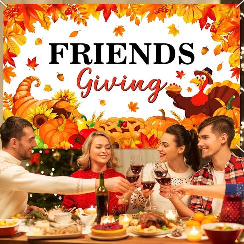 لافتة Avezano Happy Friendsgiving، زينة حفلات عيد الأصدقاء السعيدة، خلفية للأصدقاء الذين يقدمون خلفية اليقطين التركي لعطلة الخريف، عيد الشكر، ديكور المنزل للحفلات الخارجية (6 × 3.6 قدم) in Kuwait