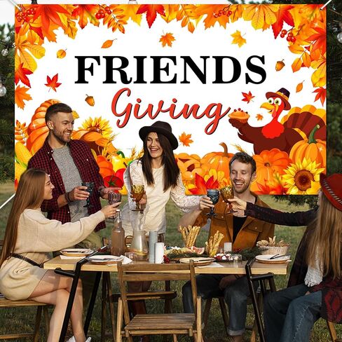 لافتة Avezano Happy Friendsgiving، زينة حفلات عيد الأصدقاء السعيدة، خلفية للأصدقاء الذين يقدمون خلفية اليقطين التركي لعطلة الخريف، عيد الشكر، ديكور المنزل للحفلات الخارجية (6 × 3.6 قدم) in Kuwait
