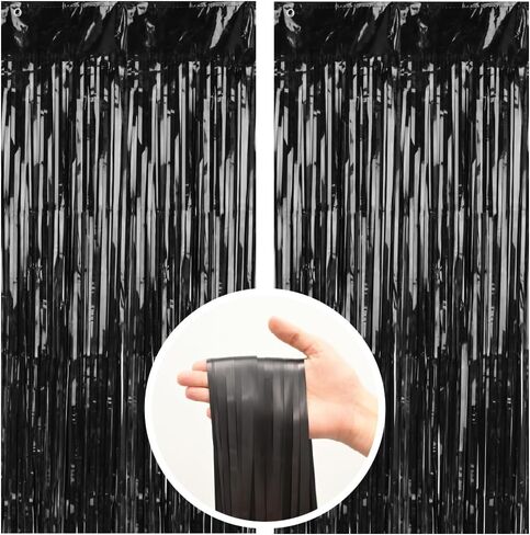 Pack of 2 Iridescent Foil Fringe Curtains – Iridescent Tinsel Backdrop for Photo Booth, Birthday, Wedding, Baby Shower, Bachelorette, Christmas & Holiday Party Decorations in Saudi Arabia