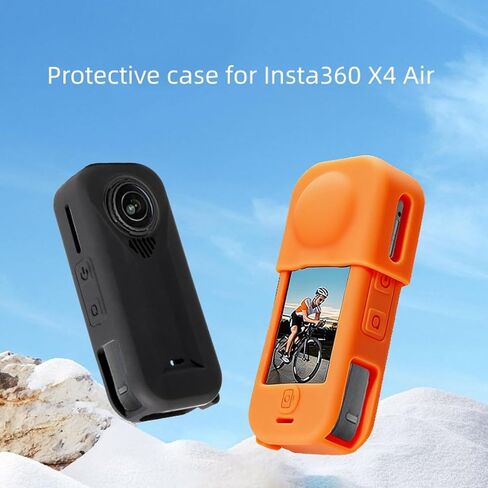 غطاء عدسة + غطاء حماية من السيليكون لجهاز Insta360 X4 Air، غطاء ناعم واقٍ مقاوم للخدش، فتحة جانب البطارية، ملحقات كاميرا الحركة للحماية الشاملة (أسود) in Kuwait